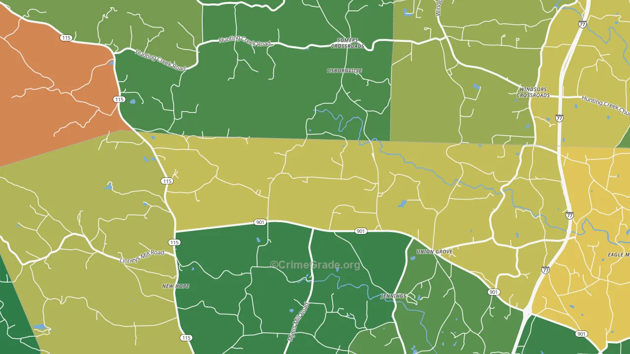 Union Grove, NC Map of Murder Rates