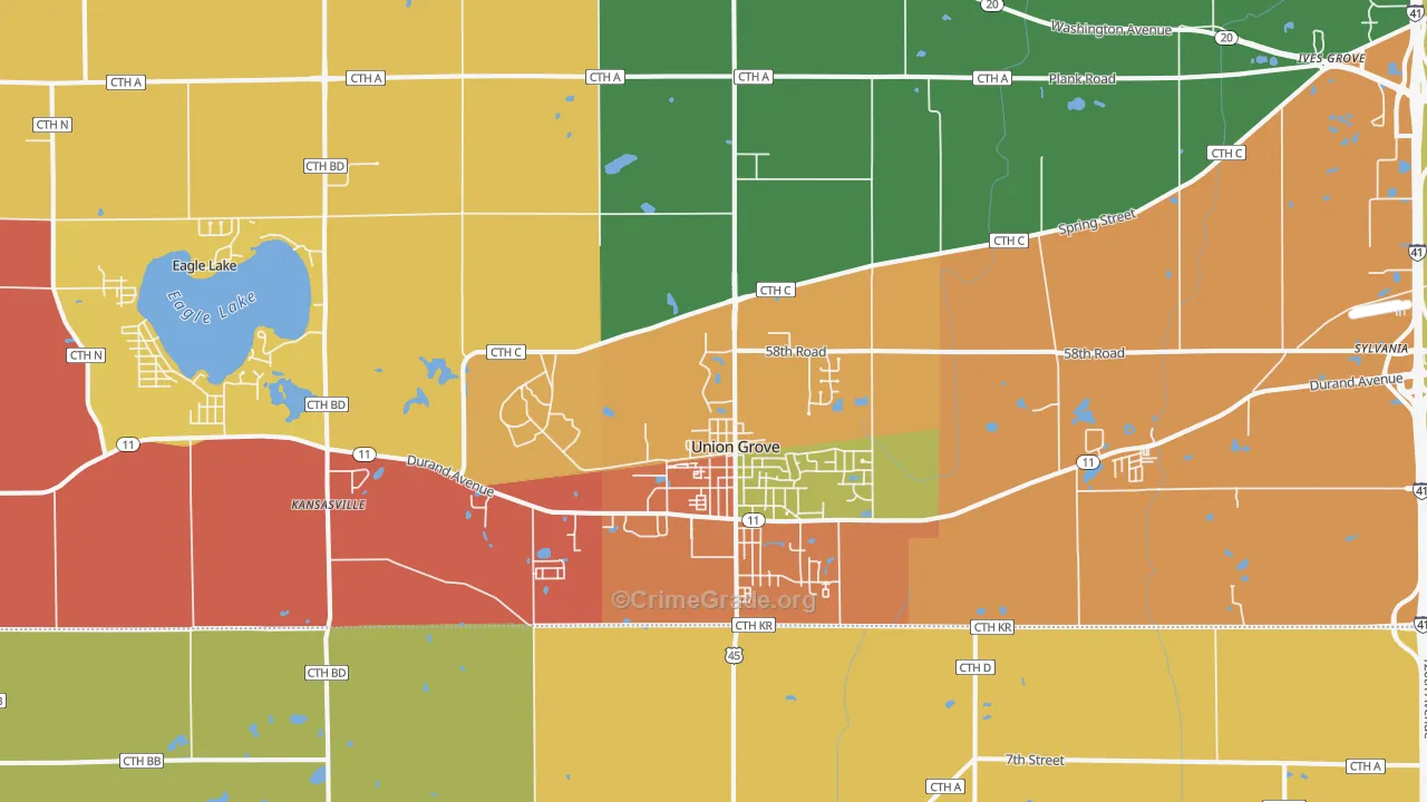 Union Grove, WI Map of Murder Rates