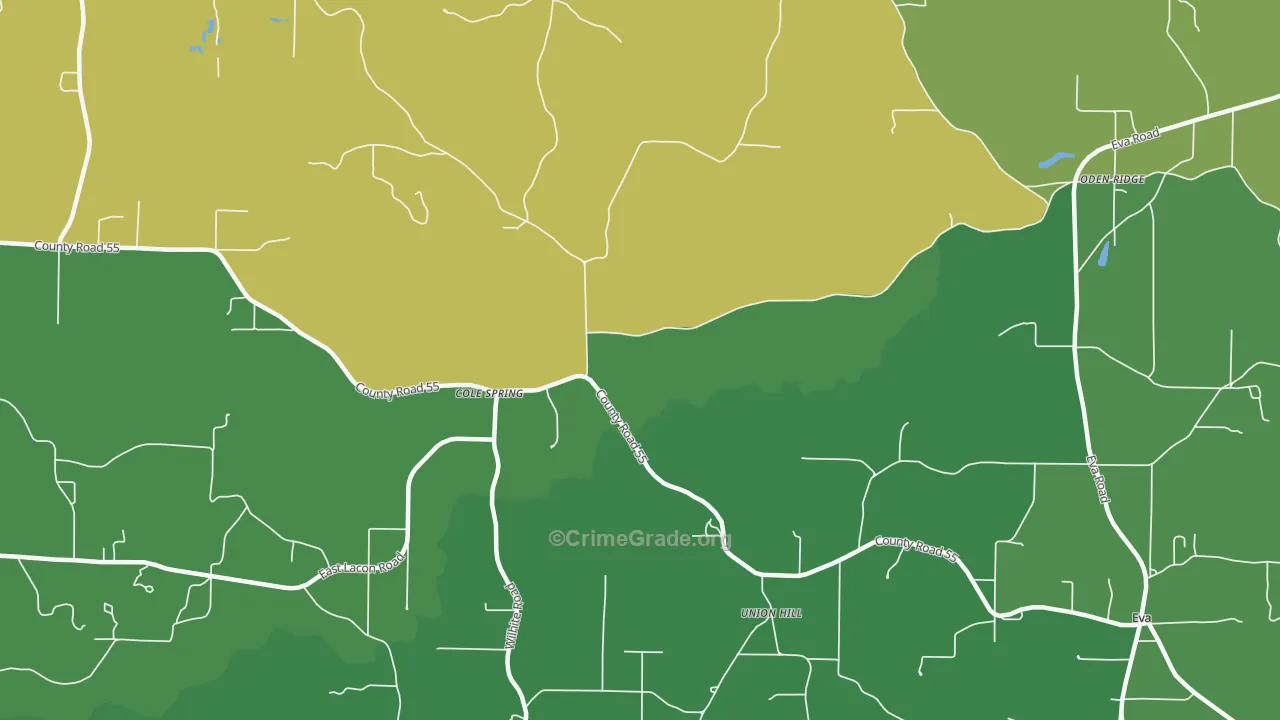 Union Hill, AL Map of Murder Rates