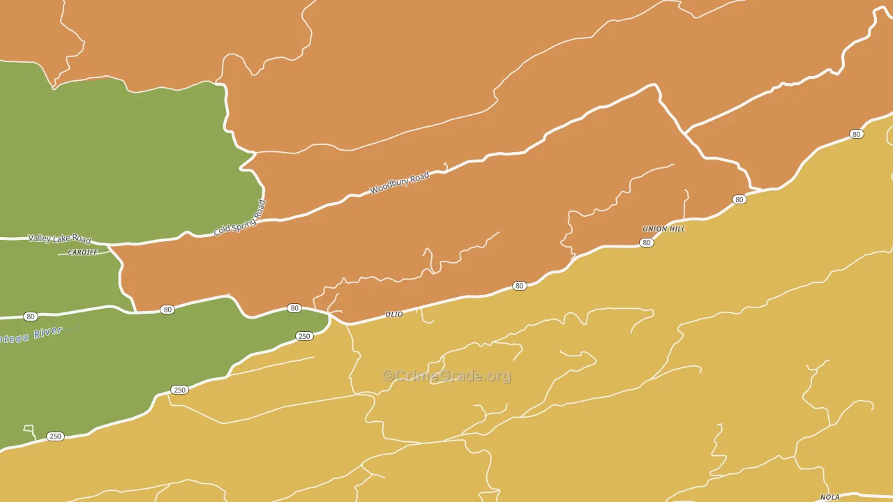 Union Hill, AR Map of Murder Rates