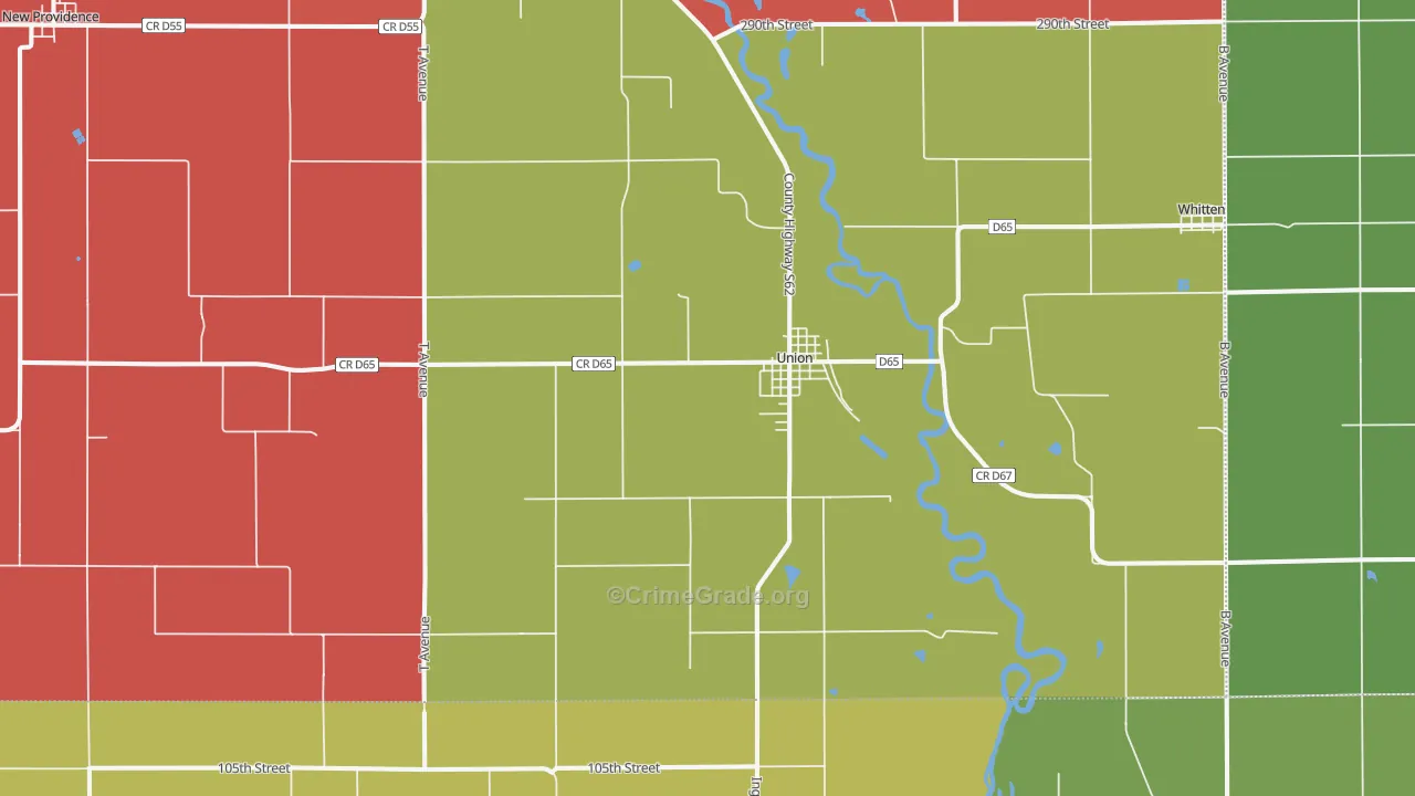 Union, IA Map of Murder Rates
