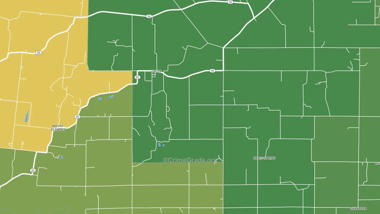 Union, IN Map of Murder Rates