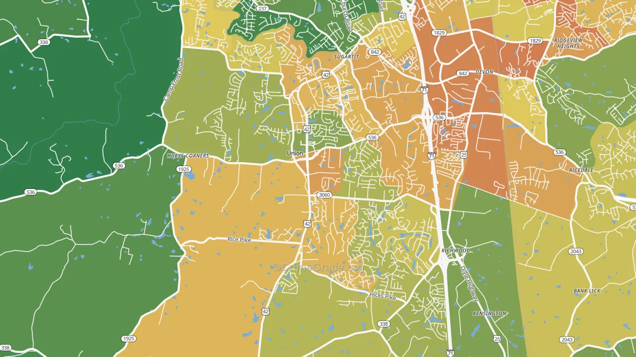 Union, KY Map of Murder Rates