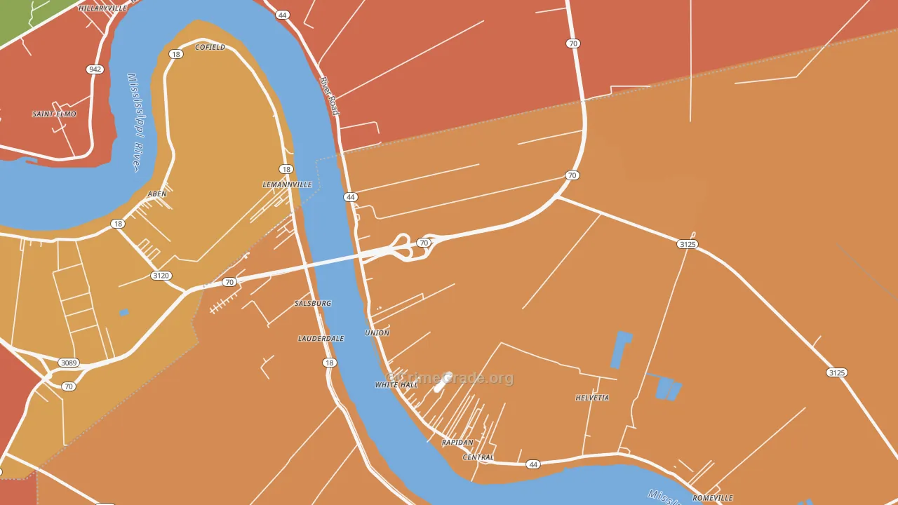 Union, LA Map of Murder Rates