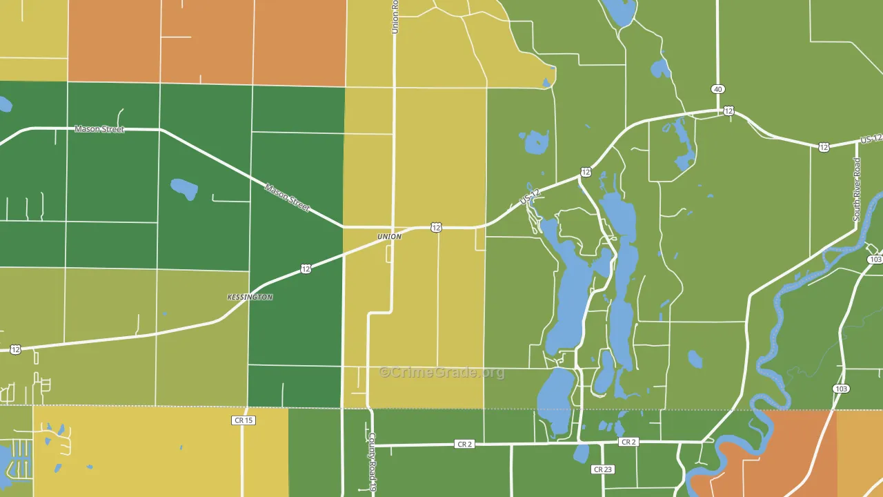Union, MI Map of Murder Rates