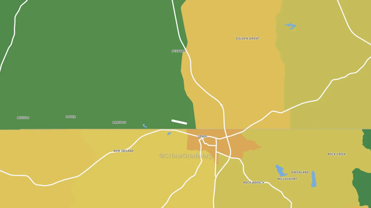Union, MS Map of Murder Rates