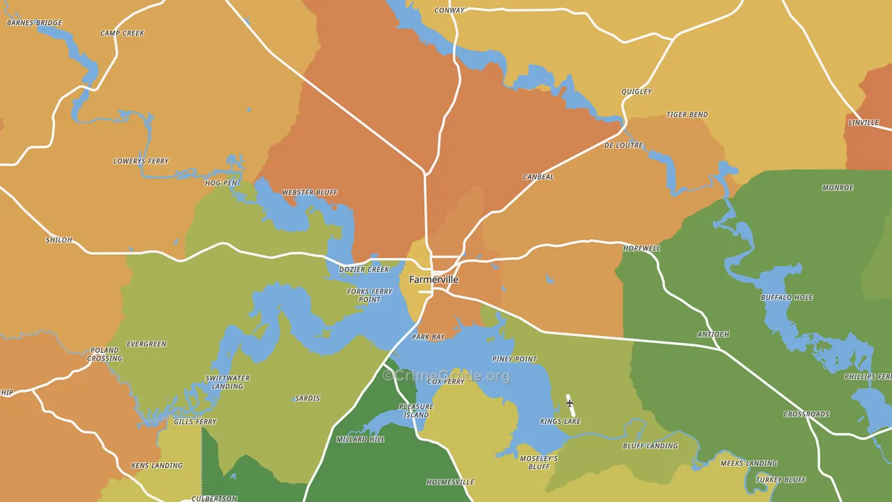 Union Parish, LA Map of Murder Rates