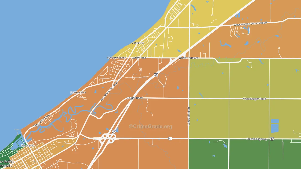 Union Pier, MI Map of Murder Rates