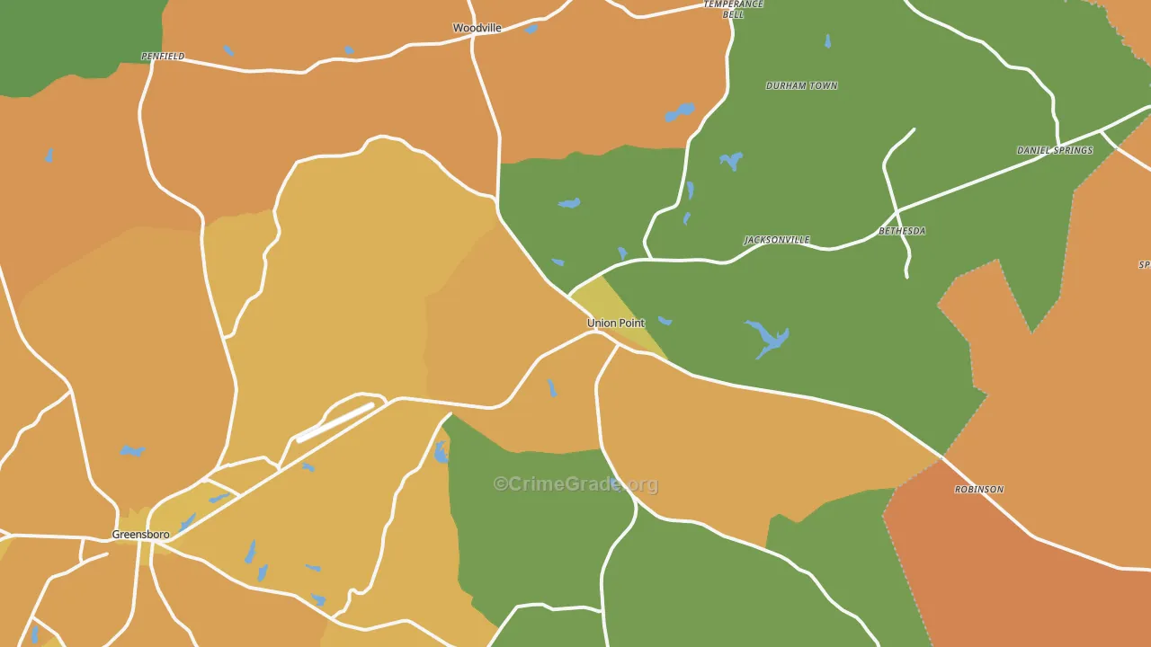 Union Point, GA Map of Murder Rates