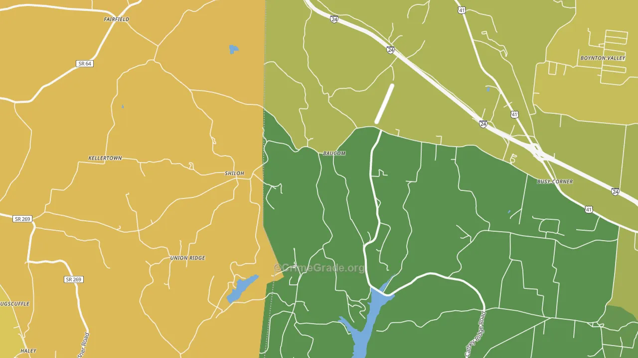 Union Ridge, TN Map of Murder Rates