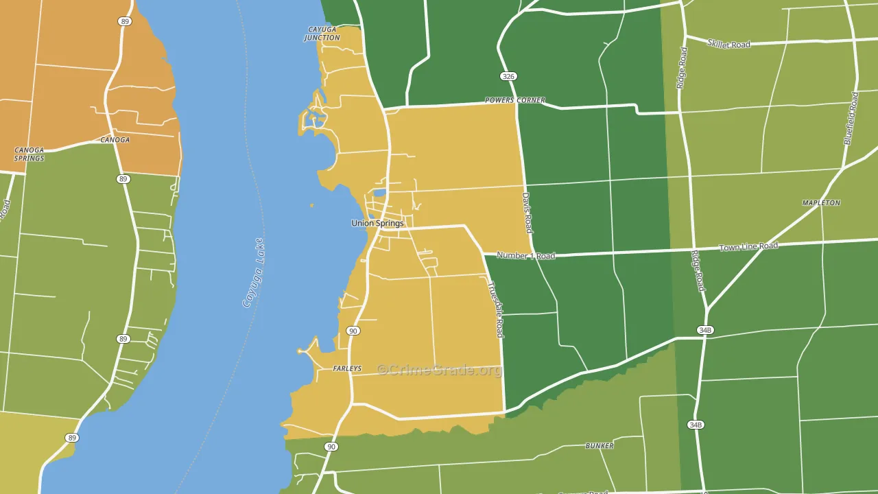 Union Springs, NY Map of Murder Rates