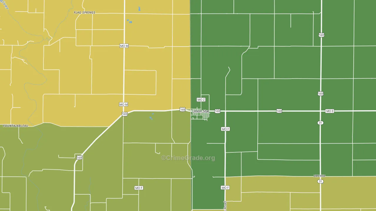 Union Star, MO Map of Murder Rates