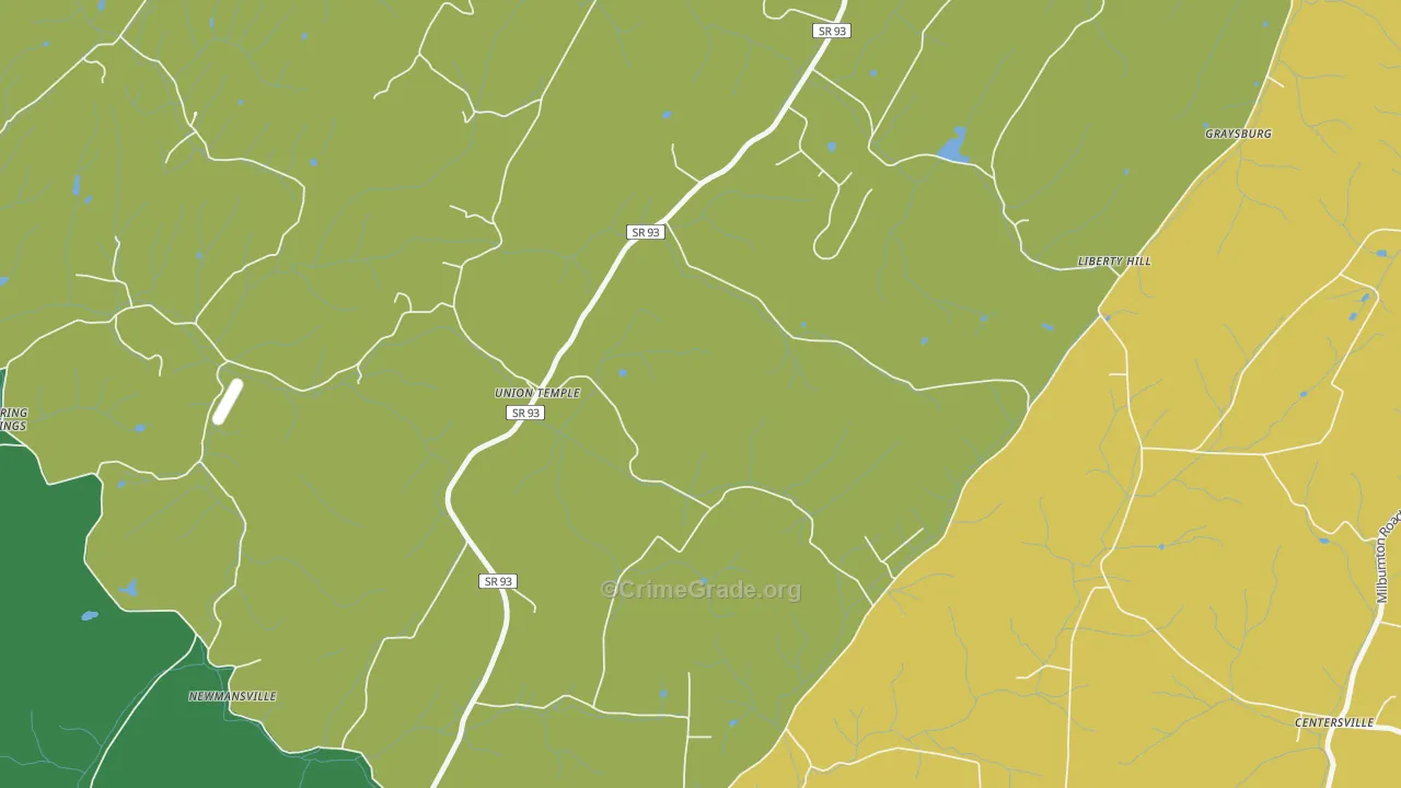 Union Temple, TN Map of Murder Rates