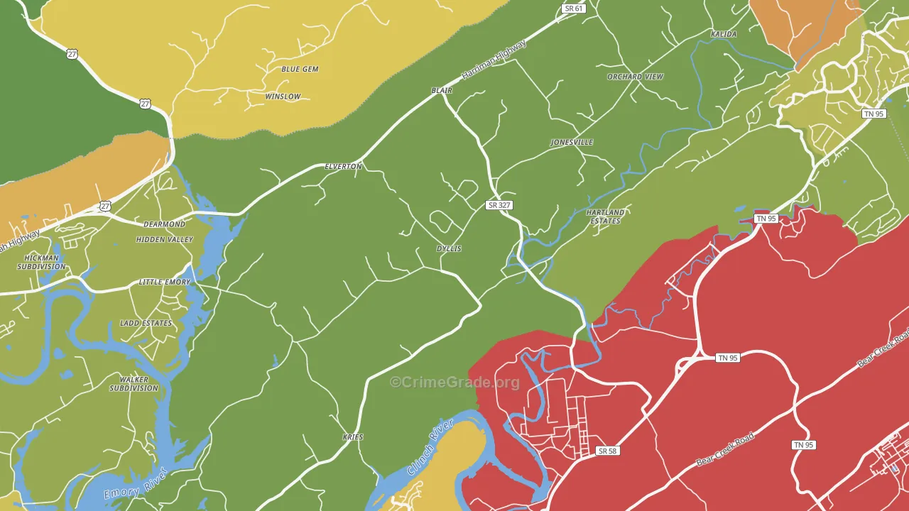 Union, TN Map of Murder Rates