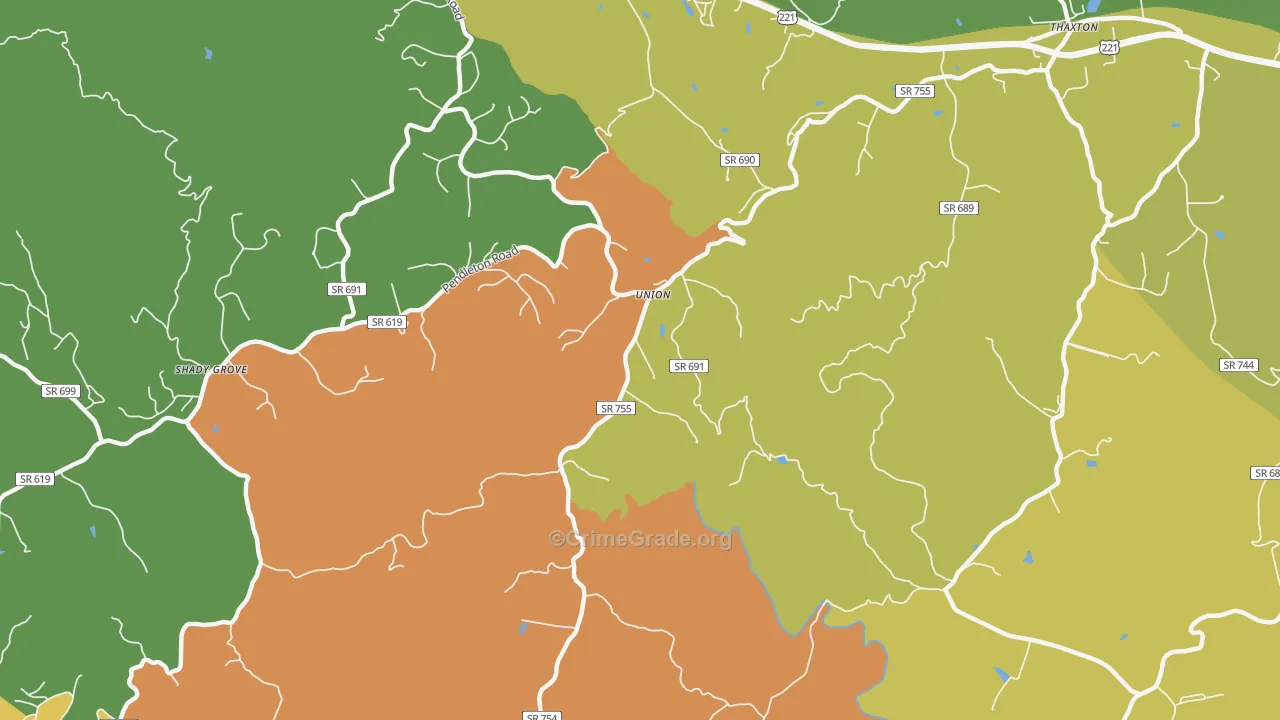 Union, VA Map of Murder Rates