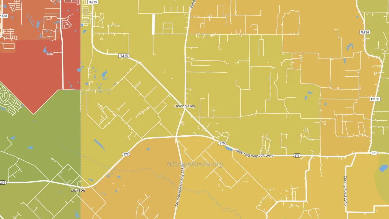 Union Valley, TX Map of Murder Rates