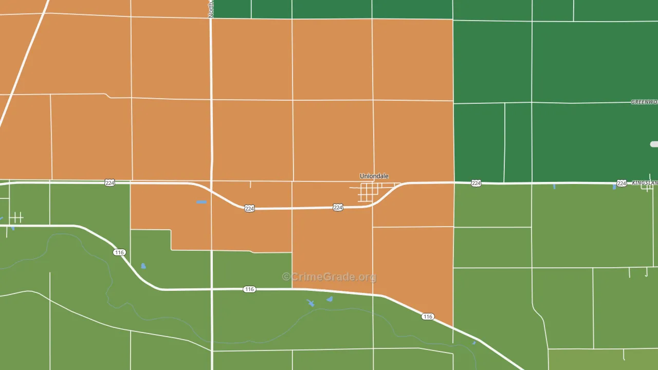 Uniondale, IN Map of Murder Rates