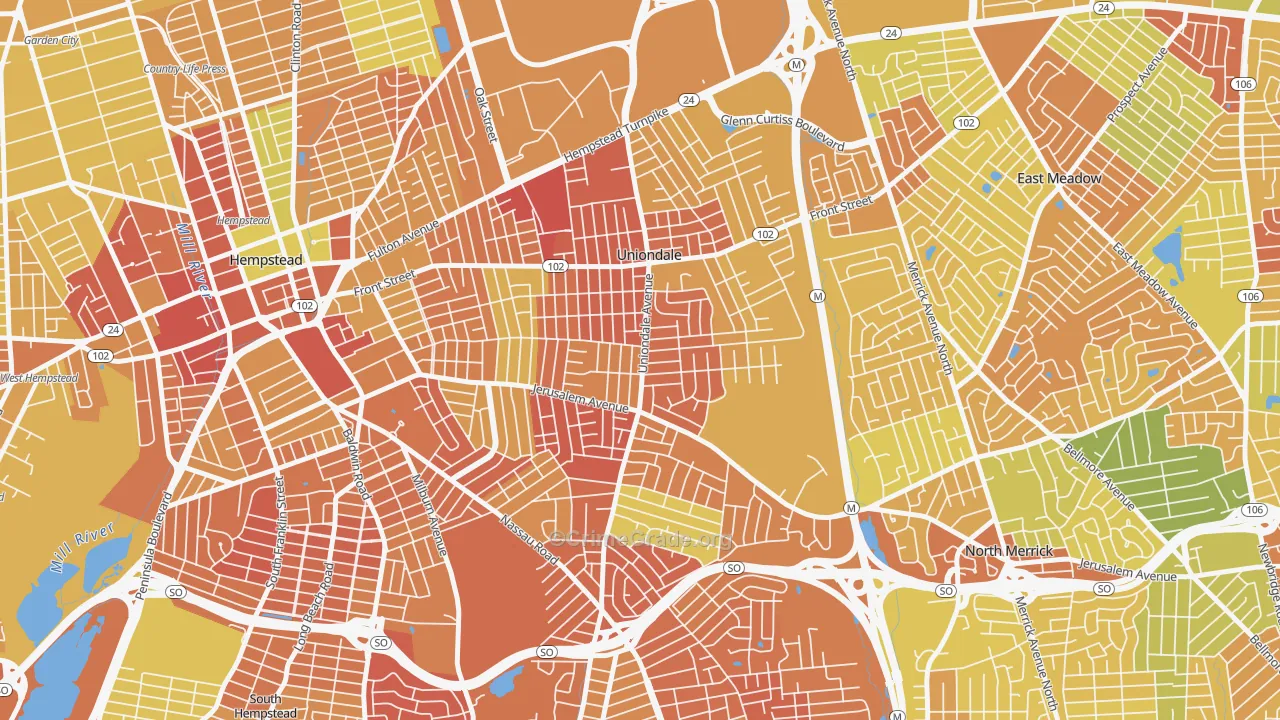 Uniondale, NY Map of Murder Rates