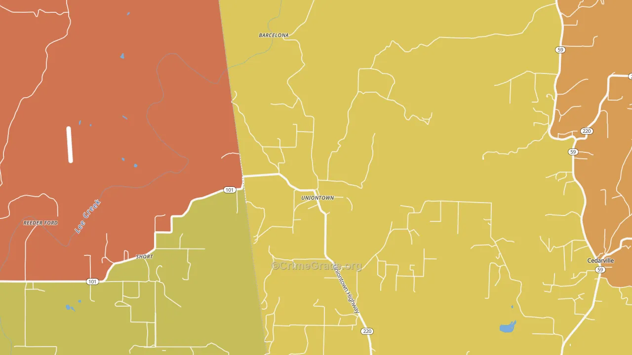 Uniontown, AR Map of Murder Rates