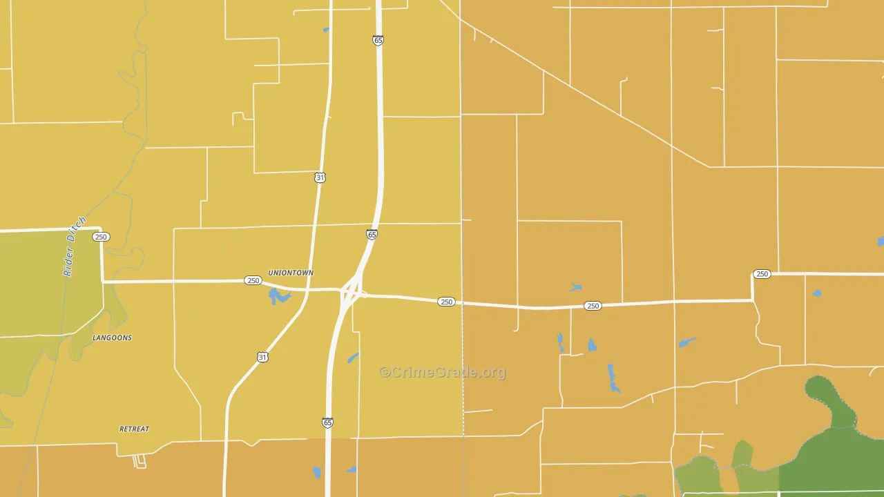 Uniontown, IN Map of Murder Rates