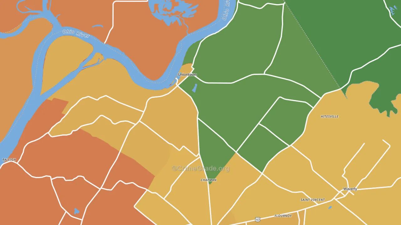 Uniontown, KY Map of Murder Rates