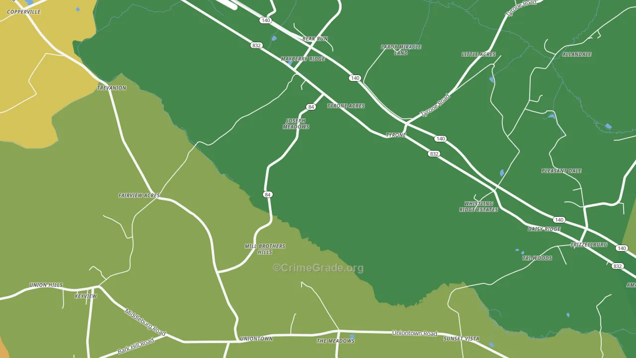 Uniontown, MD Map of Murder Rates