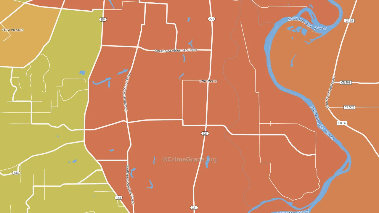 Unionvale, OR Map of Murder Rates