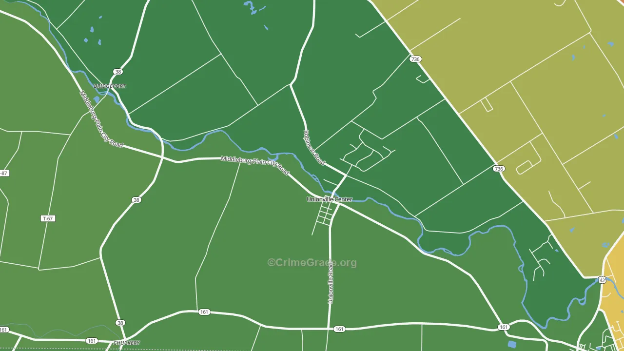 Unionville Center, OH Map of Murder Rates