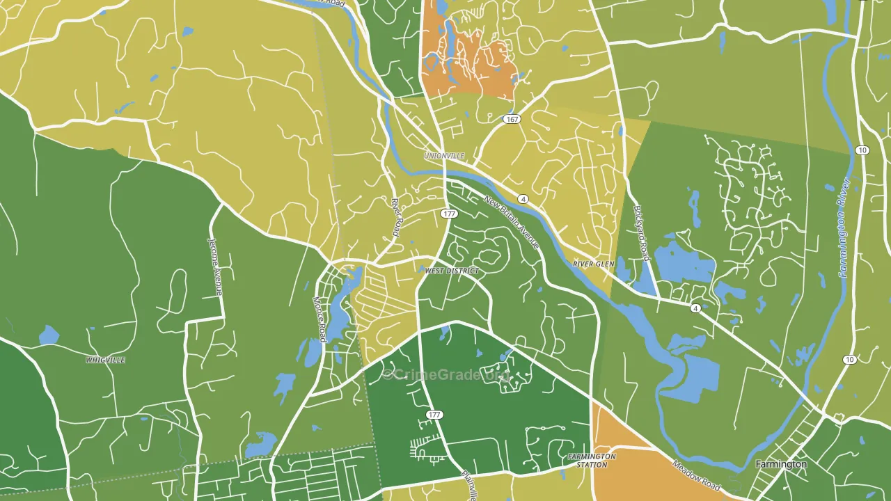 Unionville, CT Map of Murder Rates