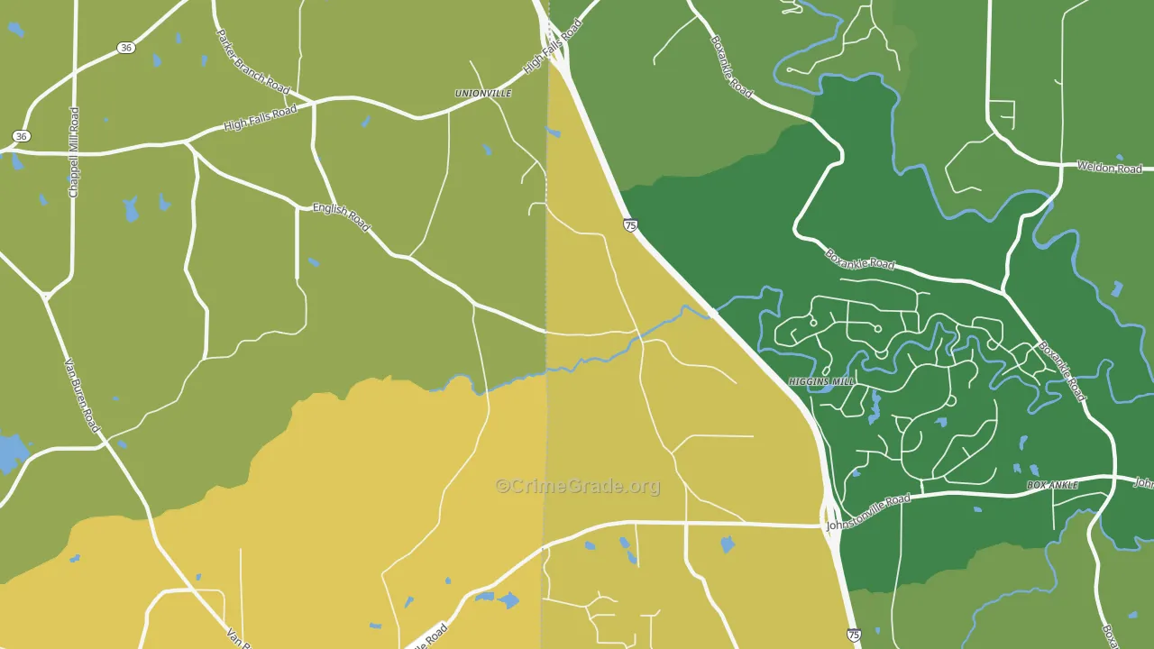 Unionville, GA Map of Murder Rates