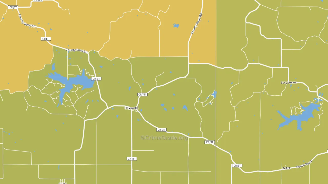 Unionville, IA Map of Murder Rates