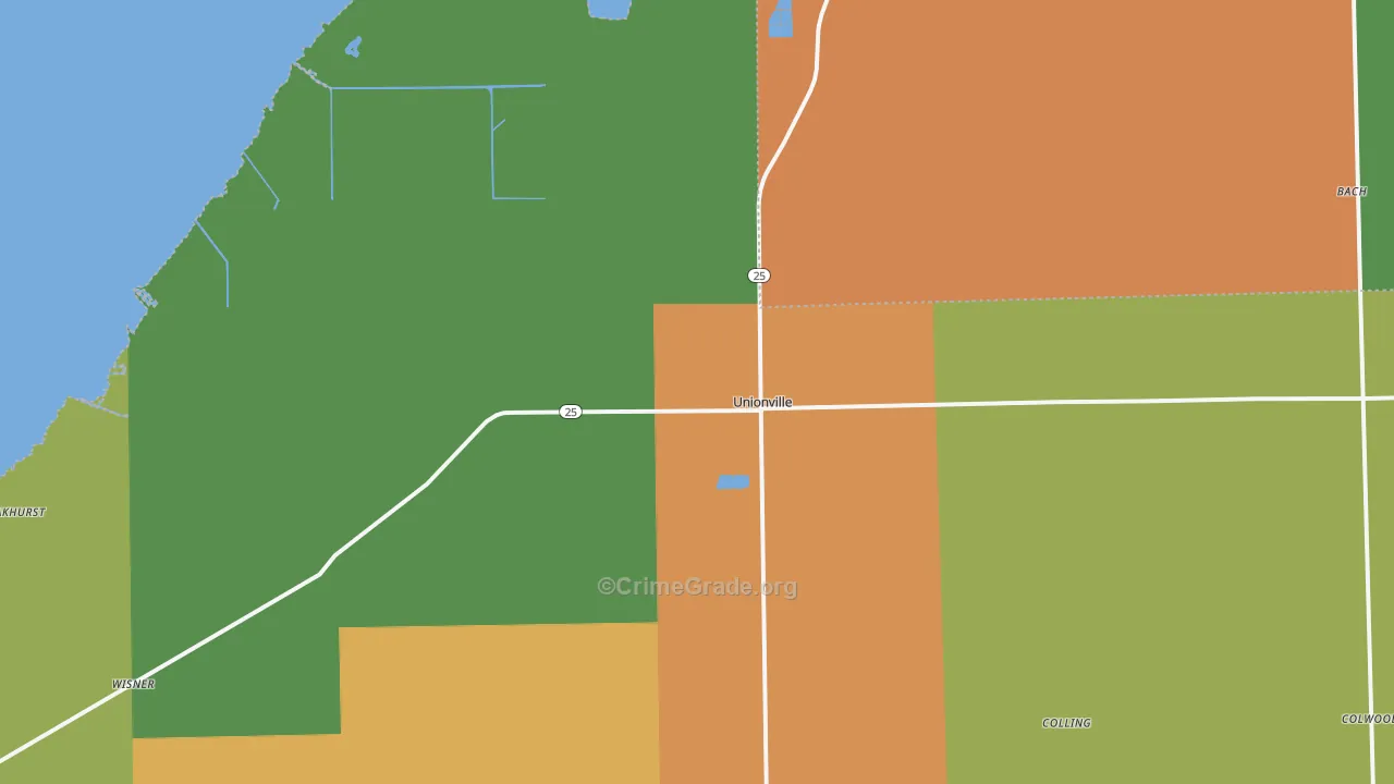 Unionville, MI Map of Murder Rates