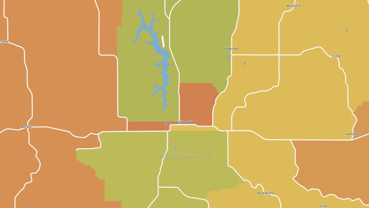 Unionville, MO Map of Murder Rates