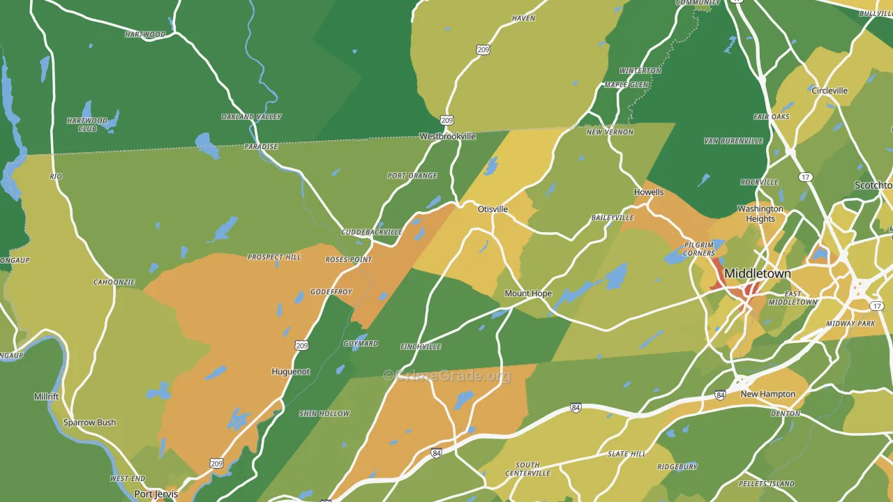 Unionville, NY Map of Murder Rates