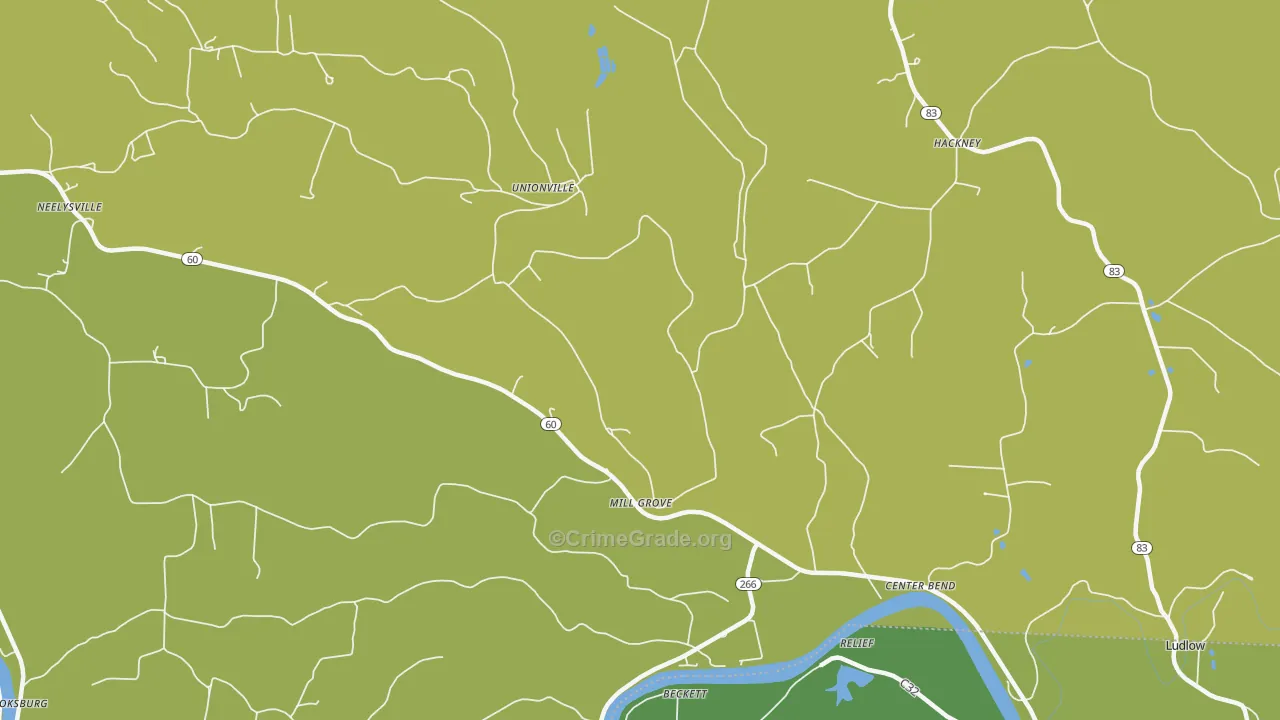 Unionville, OH Map of Murder Rates