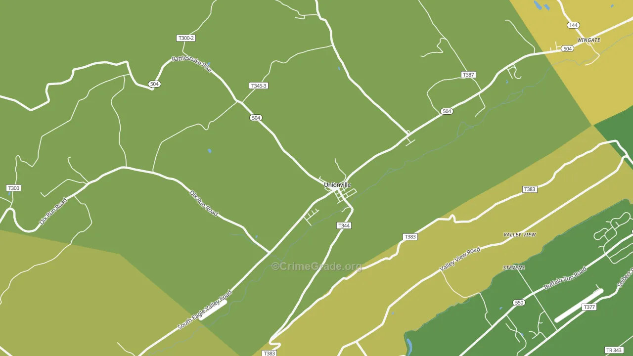 Unionville, PA Map of Murder Rates