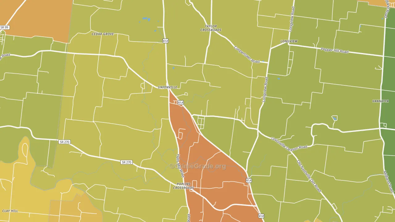Unionville, TN Map of Murder Rates