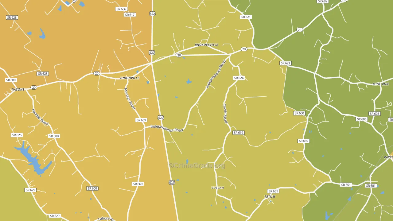 Unionville, VA Map of Murder Rates