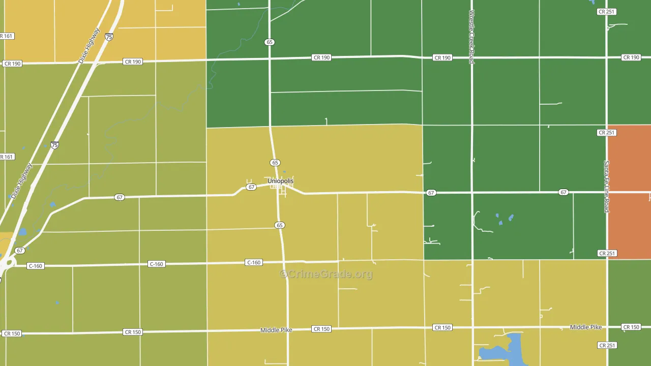 Uniopolis, OH Map of Murder Rates