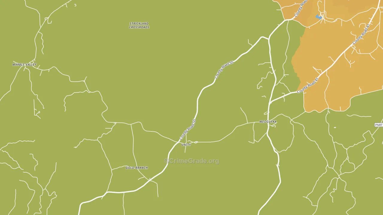 Unity, AL Map of Murder Rates