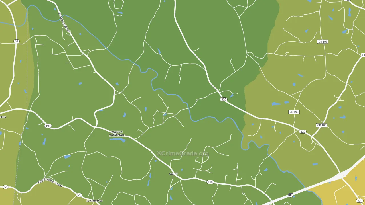 Unity, GA Map of Murder Rates