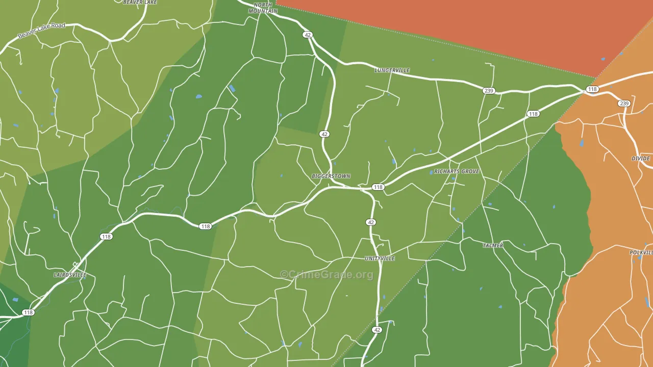Unityville, PA Map of Murder Rates