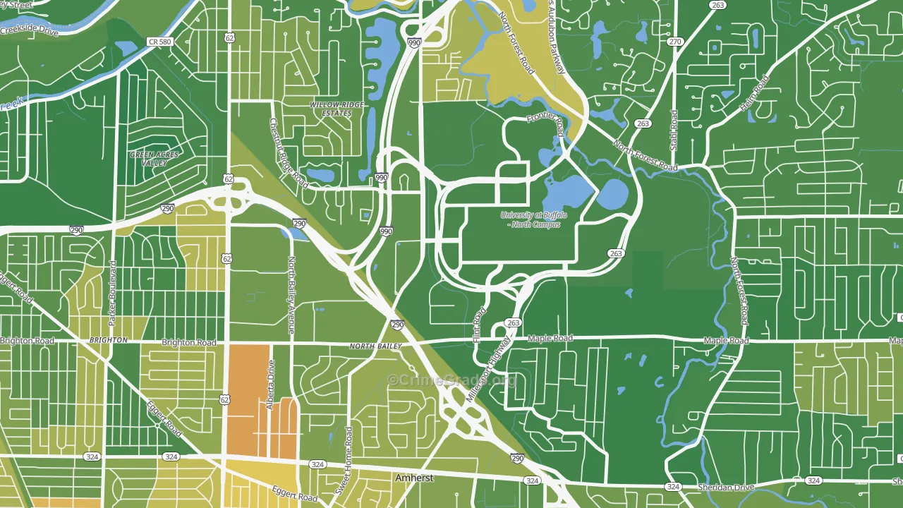 University at Buffalo, NY Map of Murder Rates