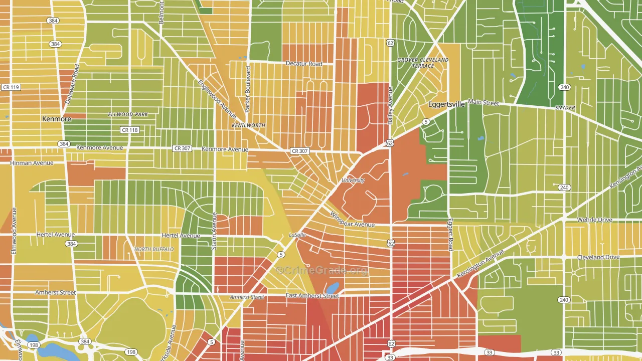 University, Buffalo, NY Map of Murder Rates