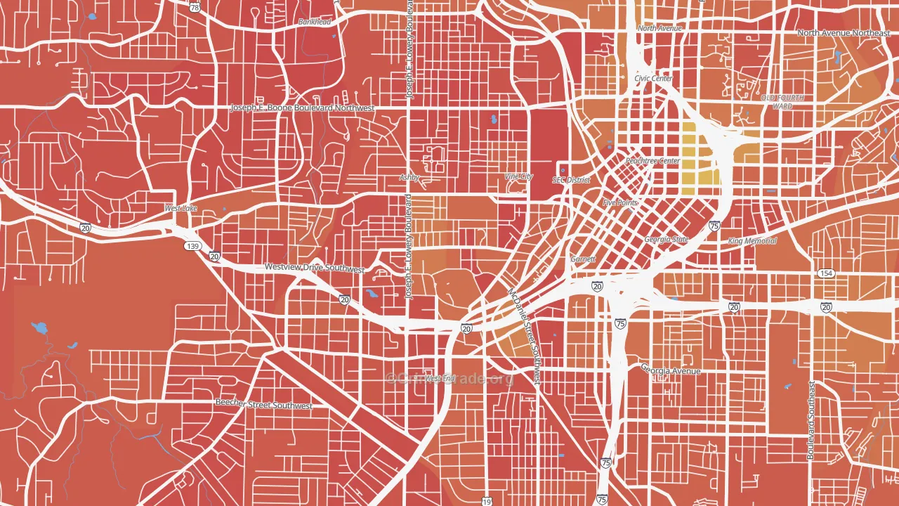 University Center, Atlanta, GA Map of Murder Rates