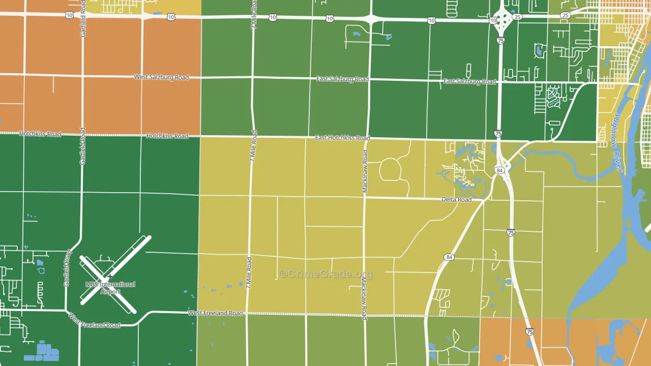 University Center, MI Map of Murder Rates
