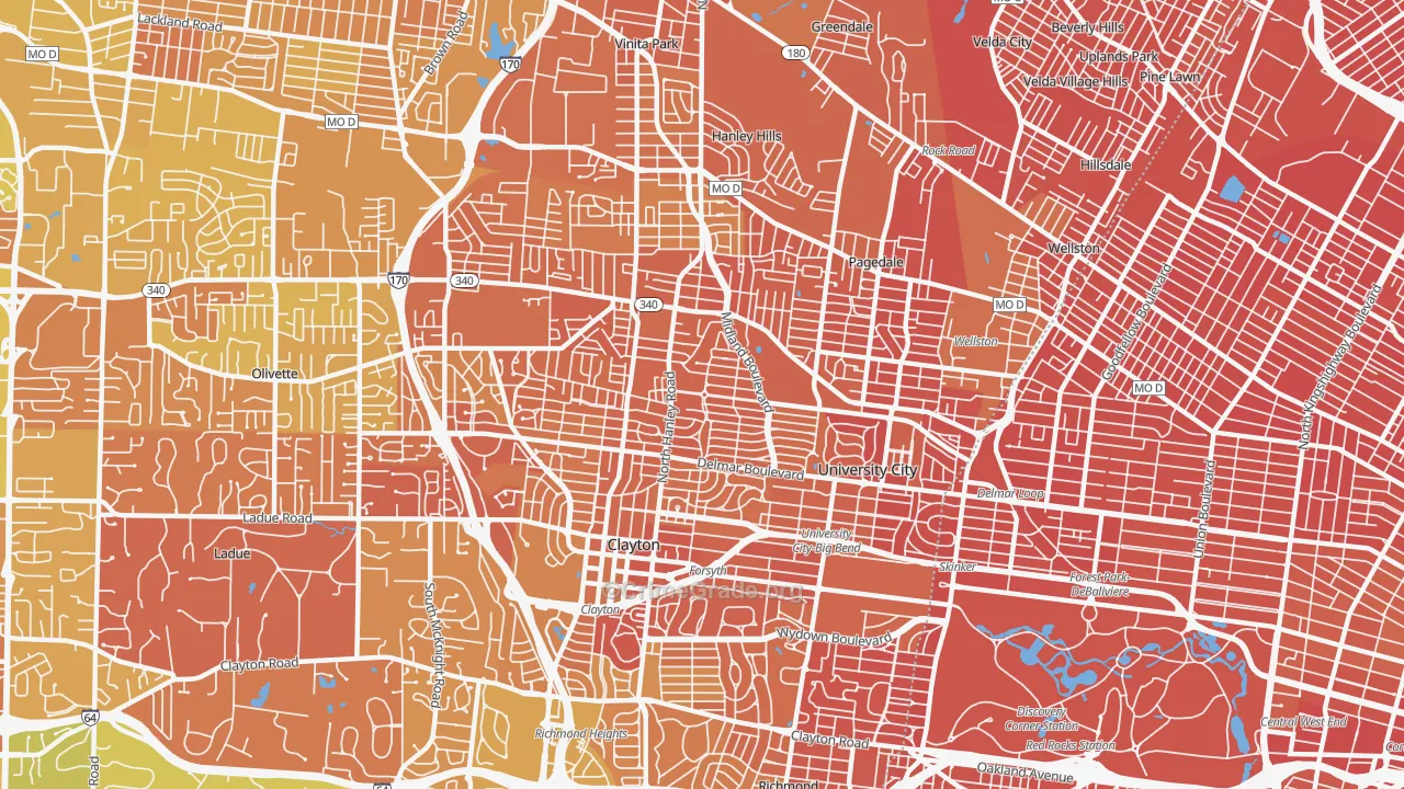 University City, MO Map of Murder Rates