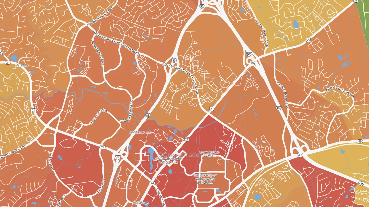 University City North, Charlotte, NC Map of Murder Rates