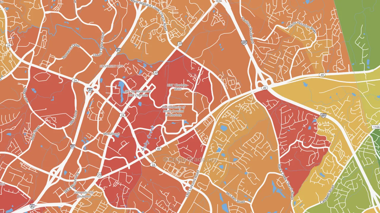 University City South, Charlotte, NC Map of Murder Rates