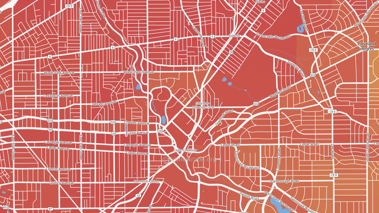 University District, Cleveland, OH Map of Murder Rates